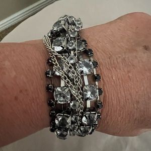 Layered Statement Bracelet Mixed Stones/Metals